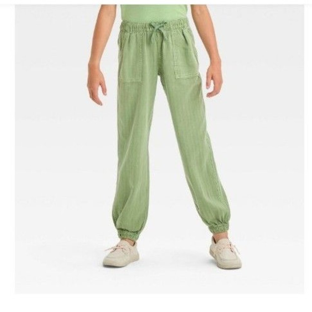 NEW! Girls Cat & Jack Woven Green Joggers, Size XL